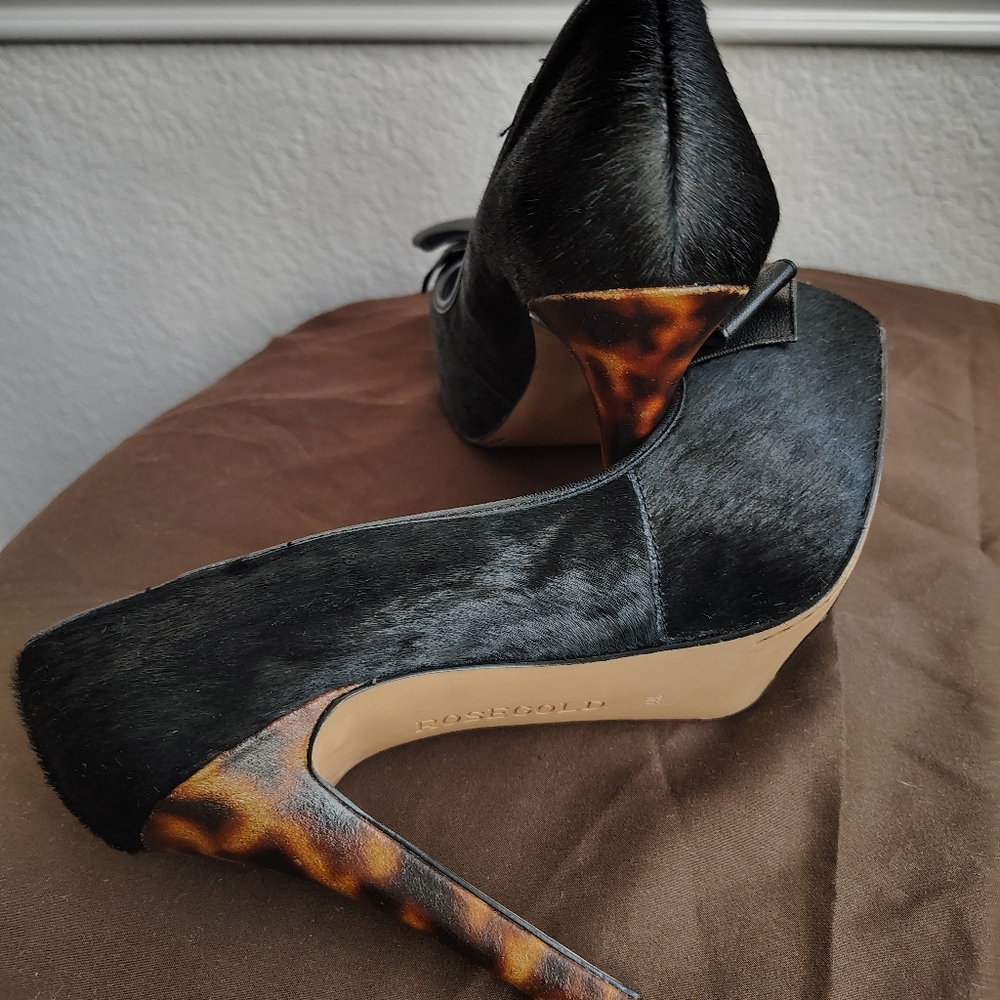 Rose Gold Pony Heels, size 5 1/2